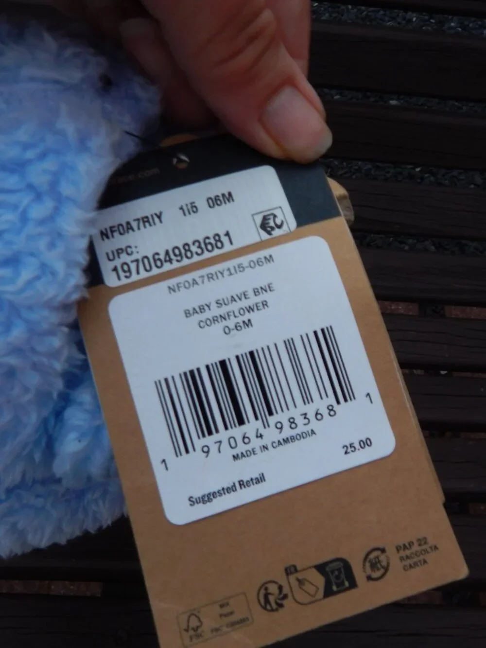 The North Face Baby Bear Suave Oso Beanie 0-6M Cornflower Fleece Hat NWT